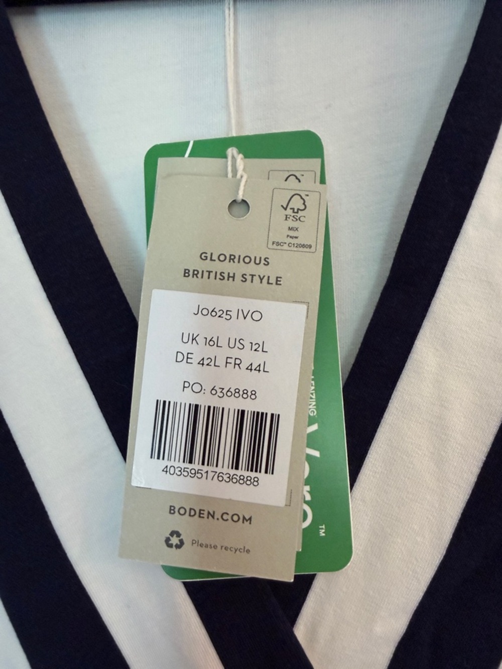 Boden Navy and White Striped Midi Wrap Dress - Picture 3 of 5
